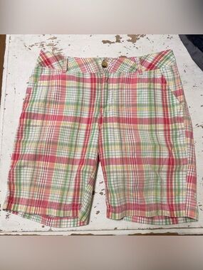 George & Martha Pastel Plaid Shorts 10” inseam Classic resortcore